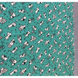 Fat Quarter 18x22" Cotton Fabric with Musical Dogs Pattern